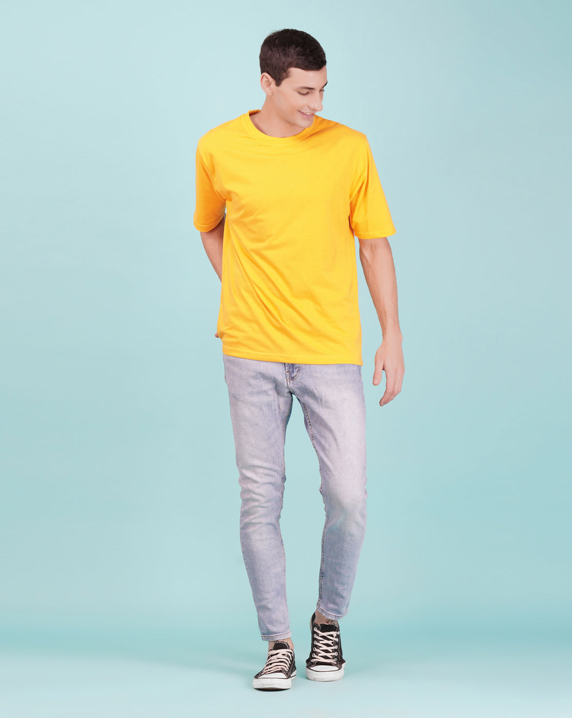 Nusyl Yellow Text back Printed oversized t-shirt