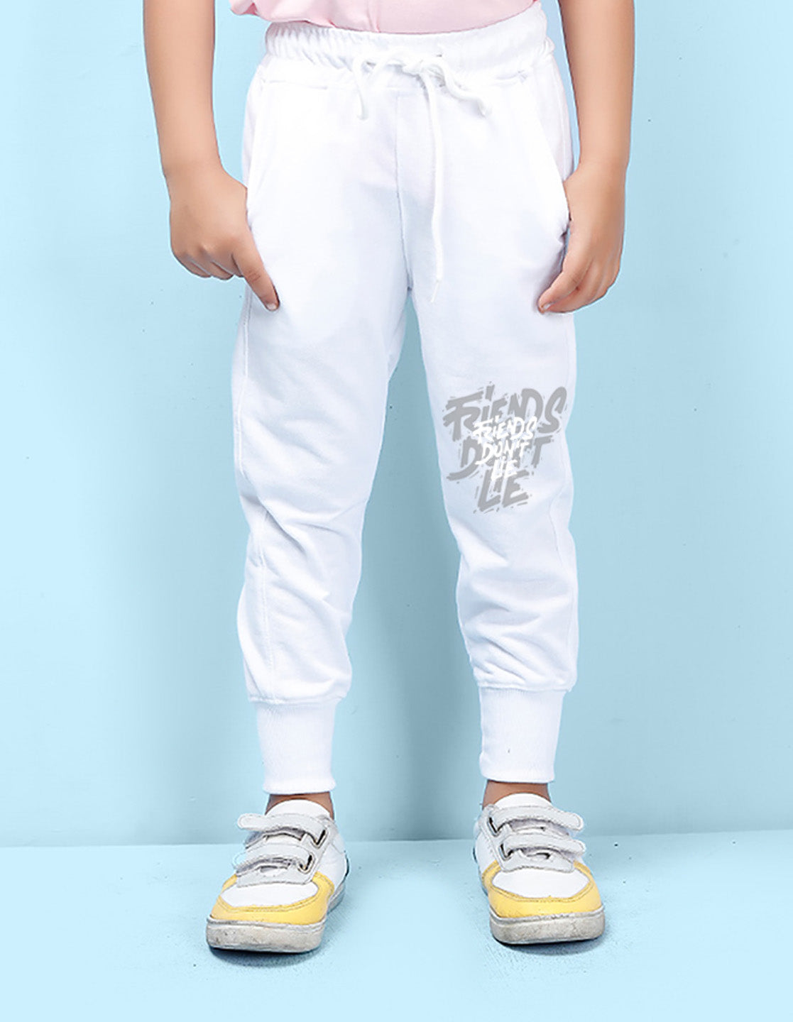 Nusyl white friends printed kids unisex track pants