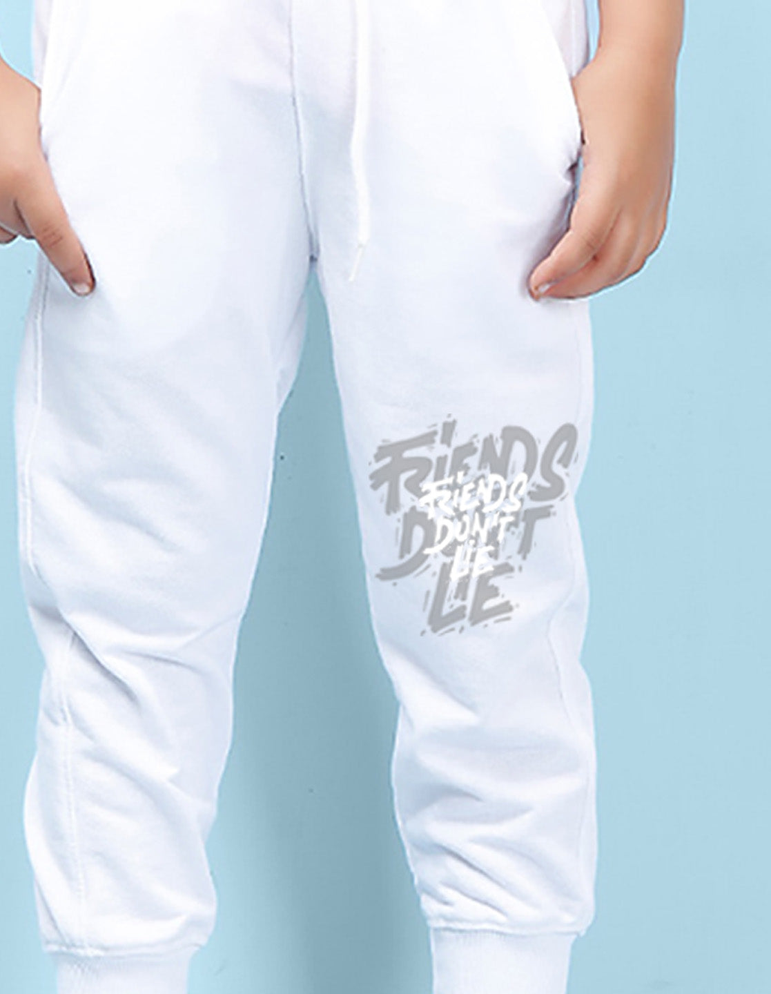 Nusyl white friends printed kids unisex track pants