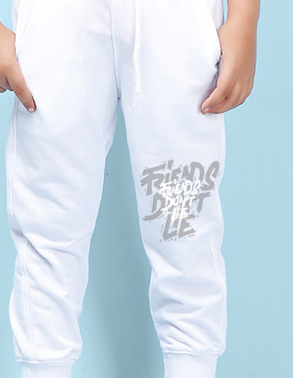 Nusyl white friends printed kids unisex track pants