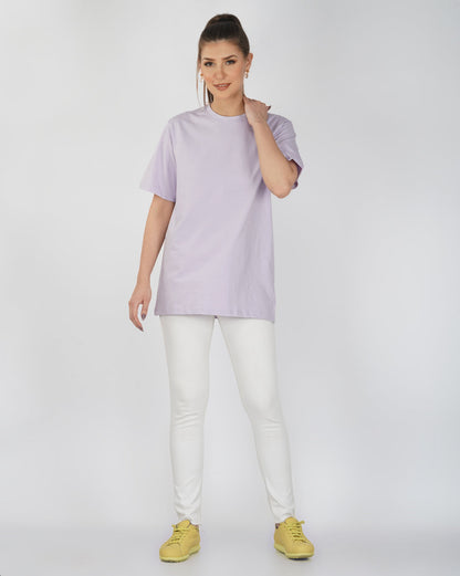 Nusyl Women Lilac Solid oversized t-shirt