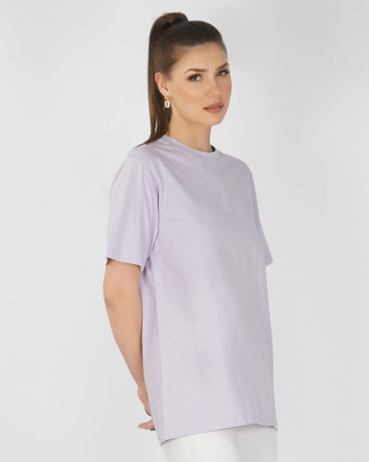 Nusyl Women Lilac Solid oversized t-shirt