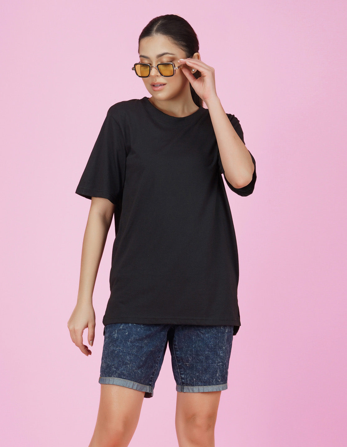 Nusyl Women Black Celestial dreamer print oversized t-shirt