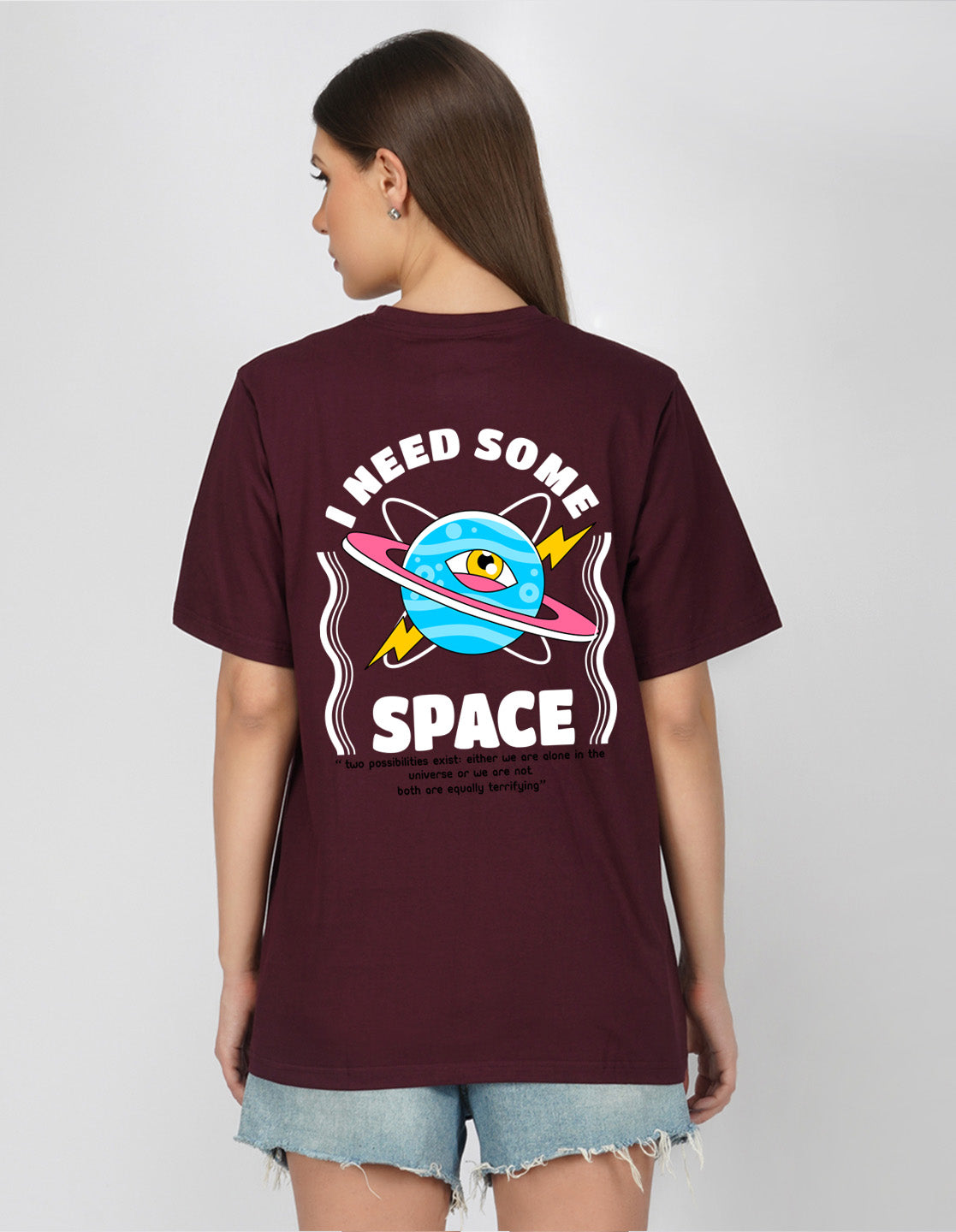 Nusyl Women Wine Space print oversized t-shirt