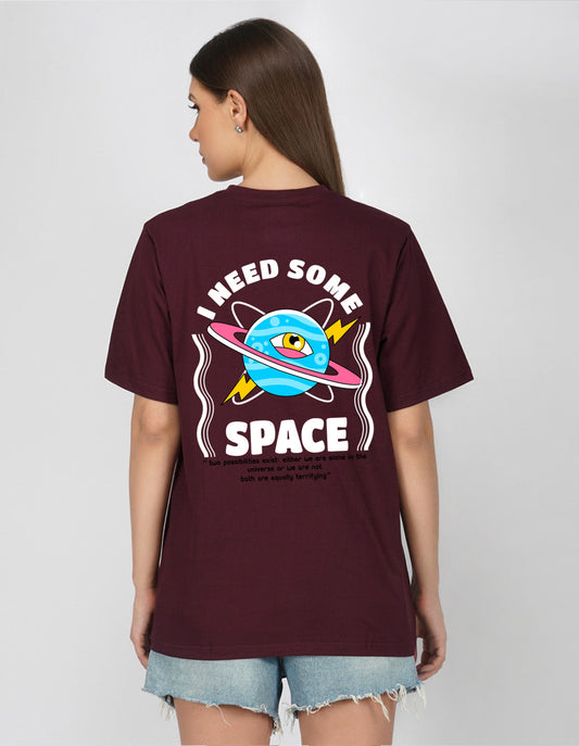 Nusyl Women Wine Space print oversized t-shirt