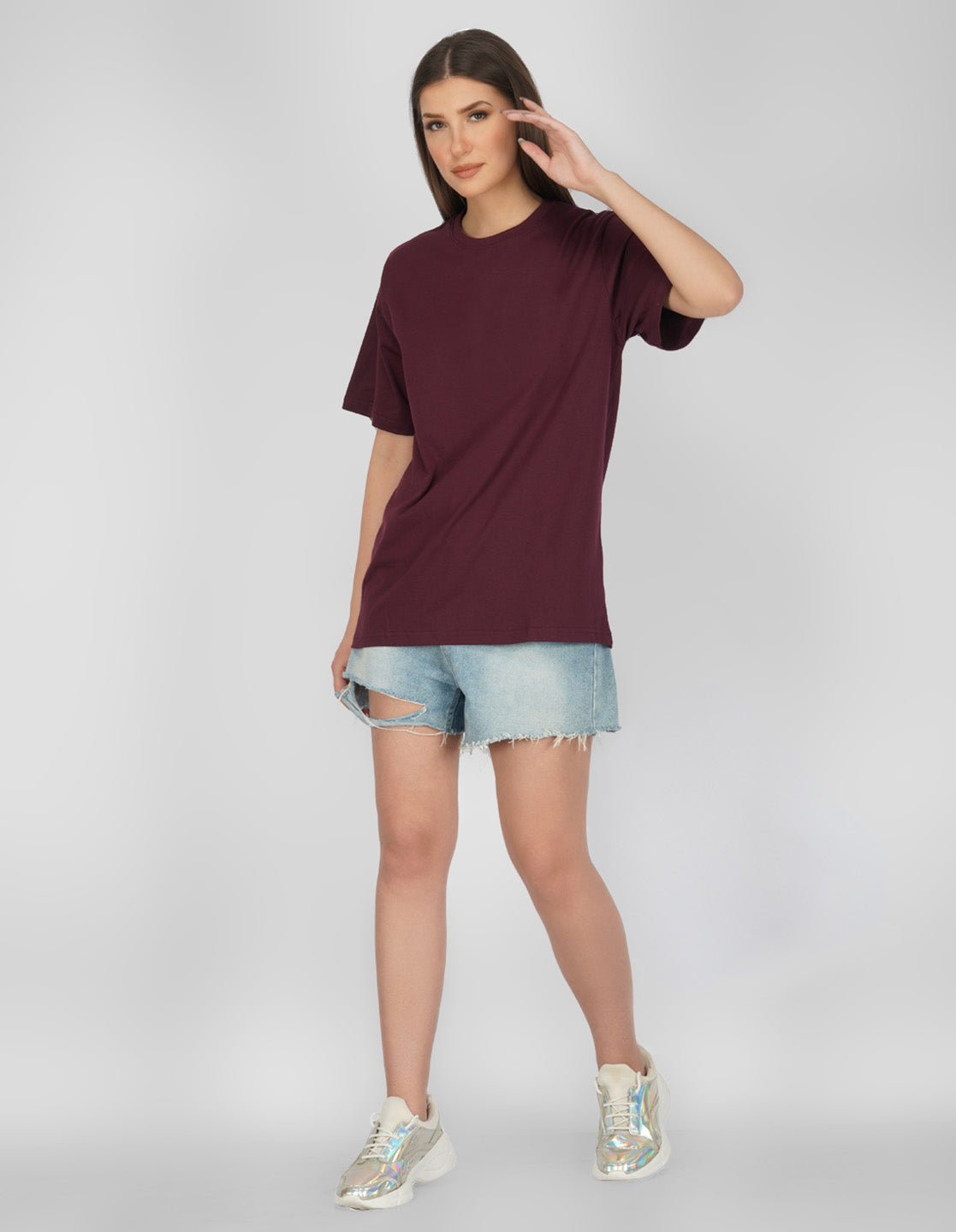 Nusyl Women Wine Space print oversized t-shirt