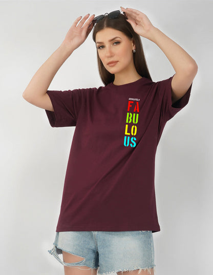 Nusyl Women Wine Fabulous print oversized t-shirt