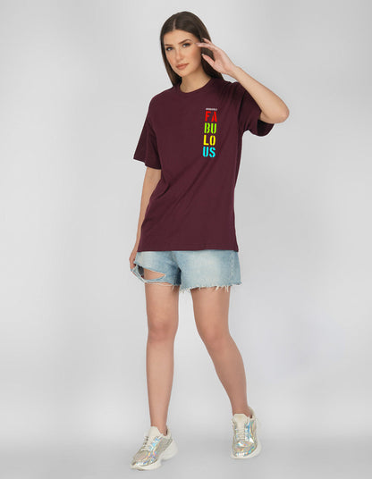Nusyl Women Wine Fabulous print oversized t-shirt