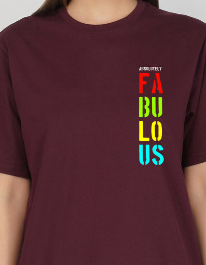 Nusyl Women Wine Fabulous print oversized t-shirt