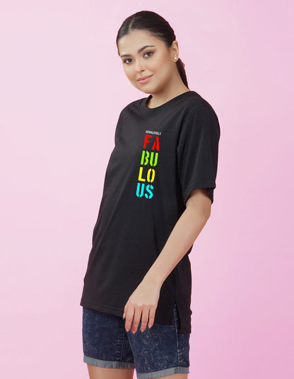 Nusyl Women Black Fabulous print oversized t-shirt