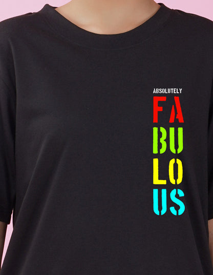 Nusyl Women Black Fabulous print oversized t-shirt