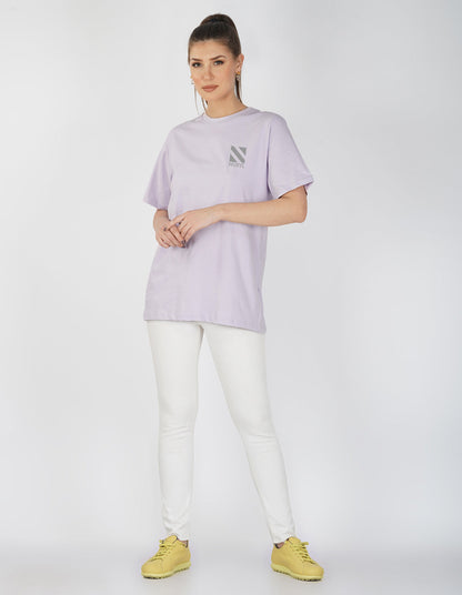 Nusyl Women Lilac Logo Print oversized t-shirt