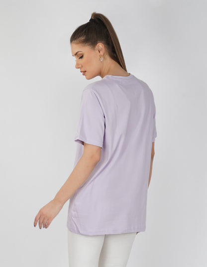 Nusyl Women Lilac Logo Print oversized t-shirt
