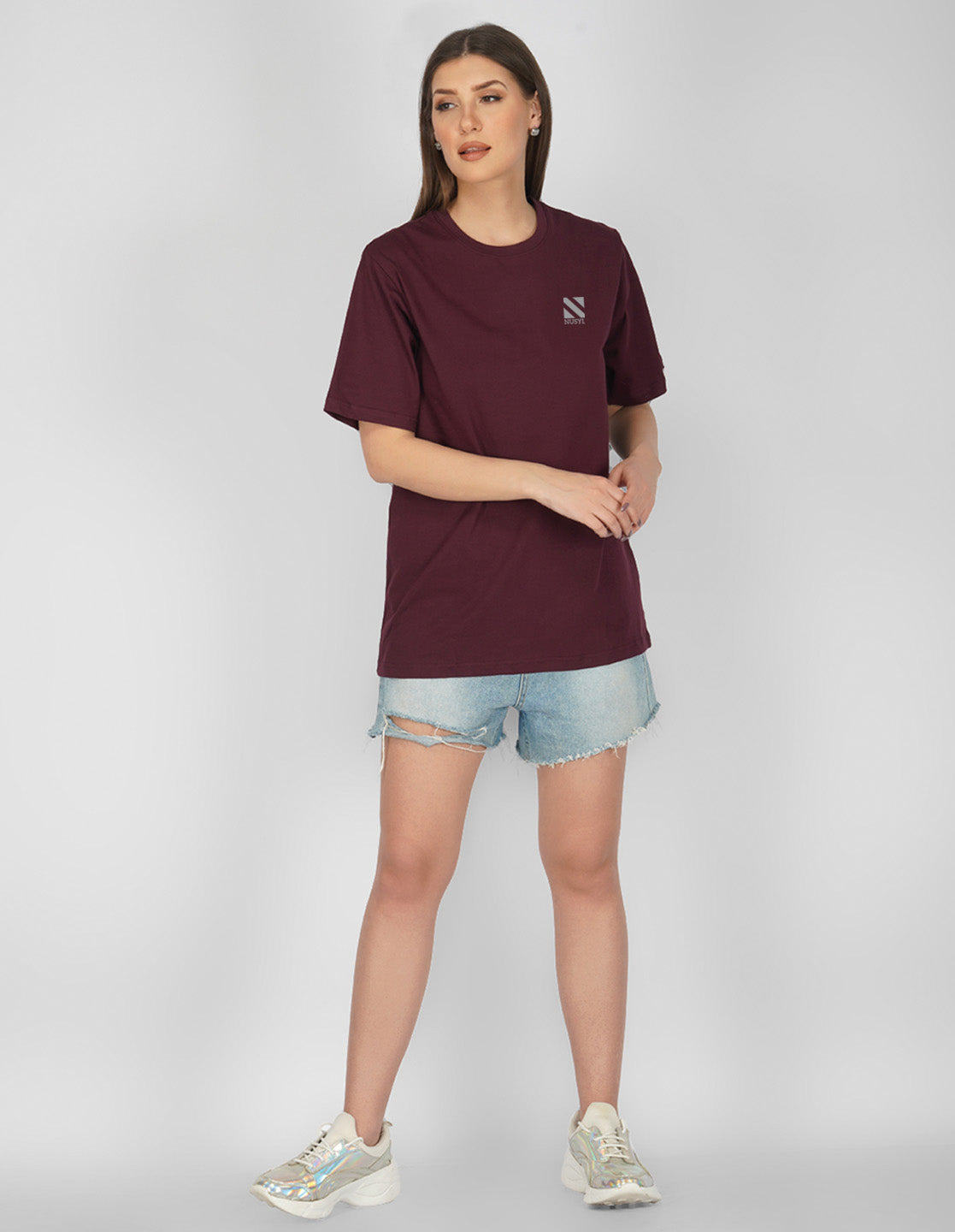 Nusyl Women Wine Logo Print oversized t-shirt