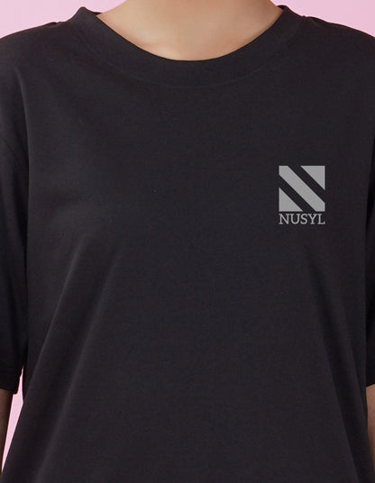 Nusyl Women Black Logo Print oversized t-shirt