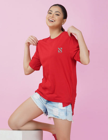 Nusyl Women Red Logo Print oversized t-shirt