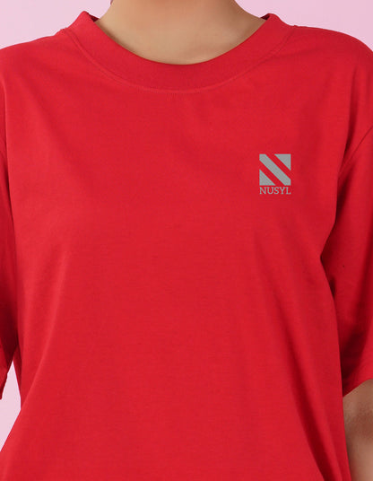 Nusyl Women Red Logo Print oversized t-shirt