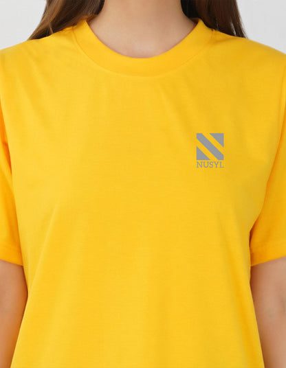 Nusyl Women Yellow Logo Print oversized t-shirt