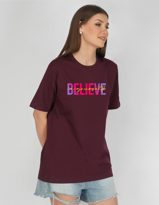 Nusyl Women Wine Believe oversized t-shirt