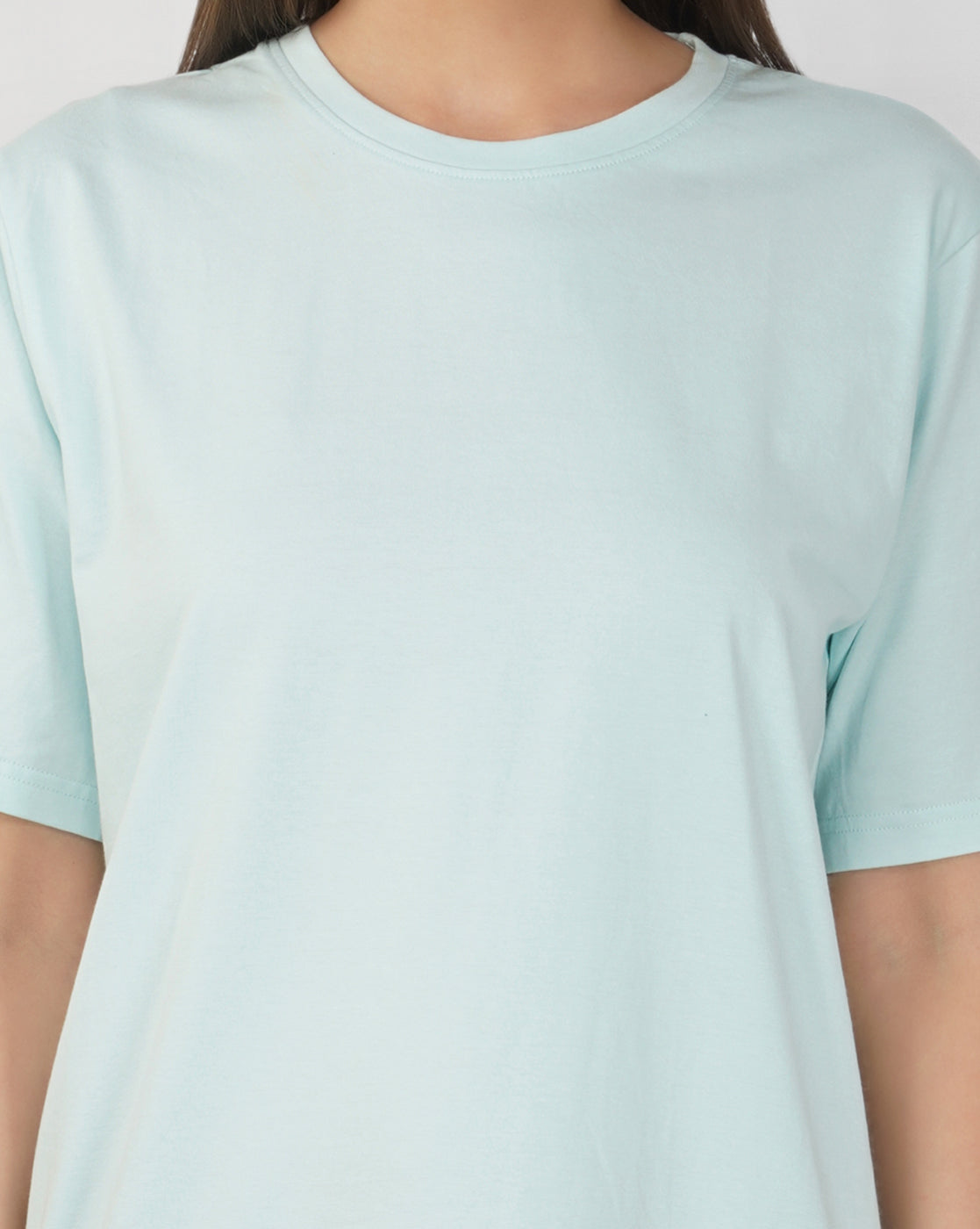 Nusyl Women Powder Blue Rainbow pint oversized t-shirt