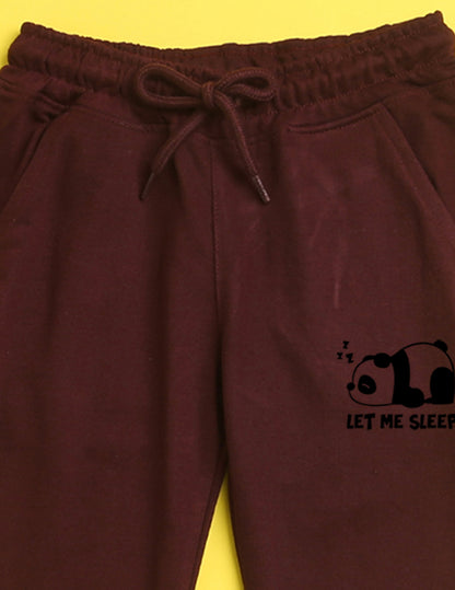 Nusyl Burgandy animal printed kids unisex treck pants