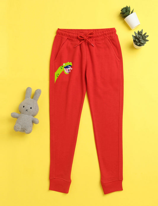 Nusyl Red animal printed kids unisex treck pants