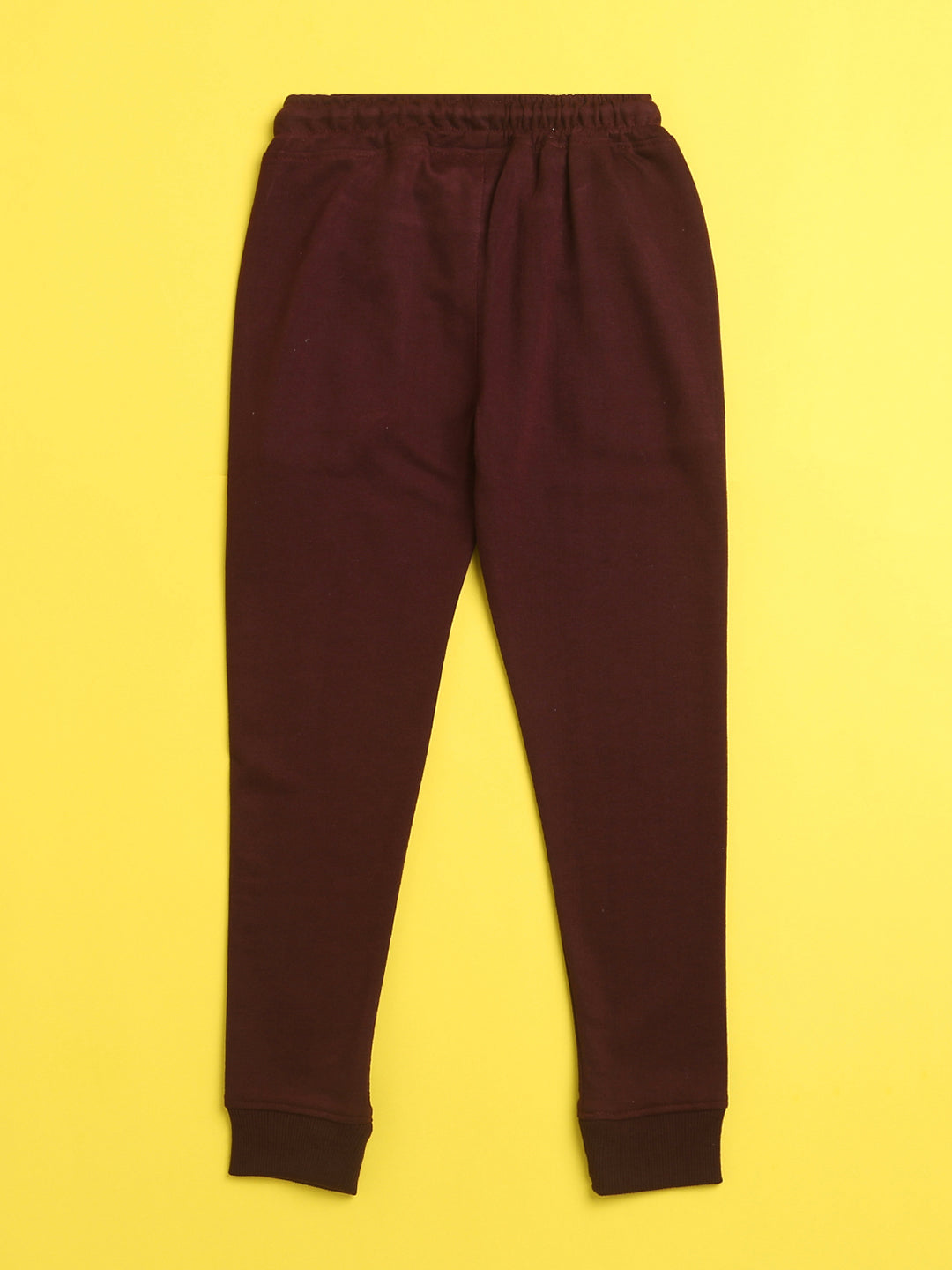 Nusyl Burgandy text printed kids unisex treck pants