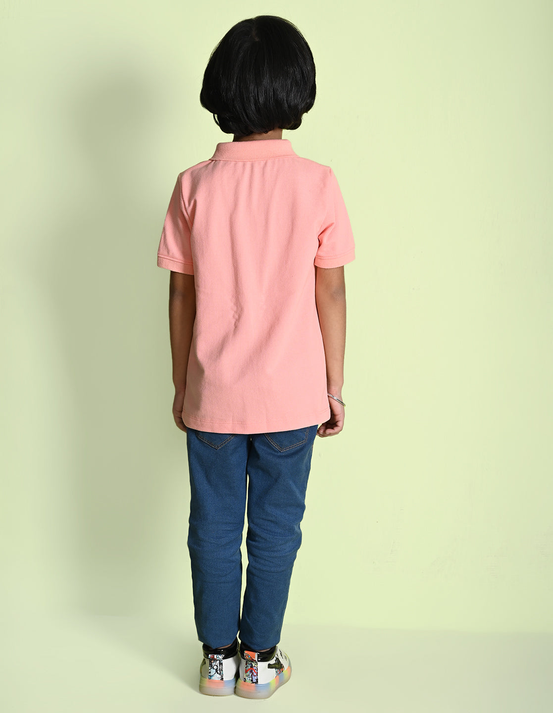 Nusyl Basket ball Printed Peach Boys polo T-shirts