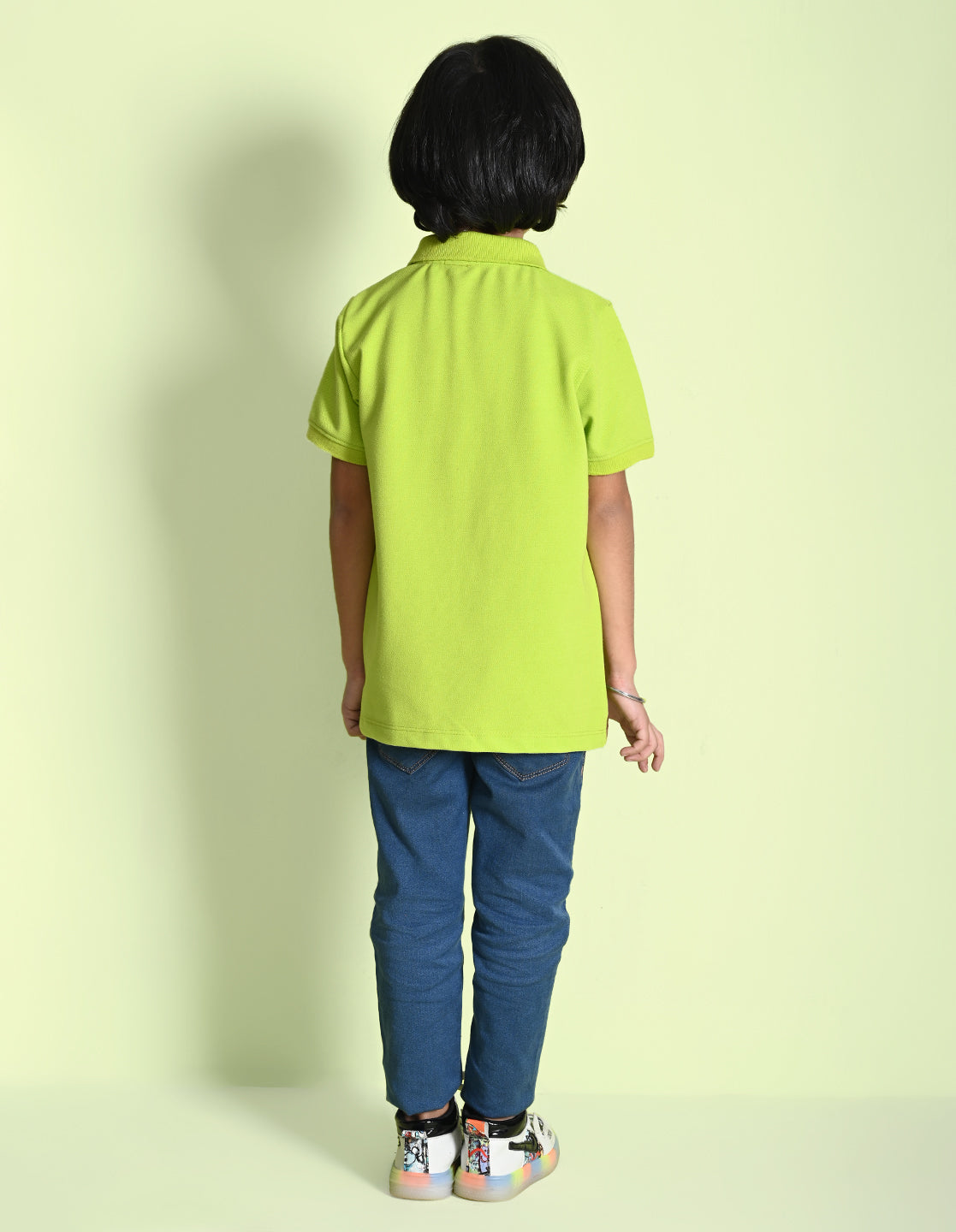 Nusyl Be original Printed Lime green Boys polo T-shirts