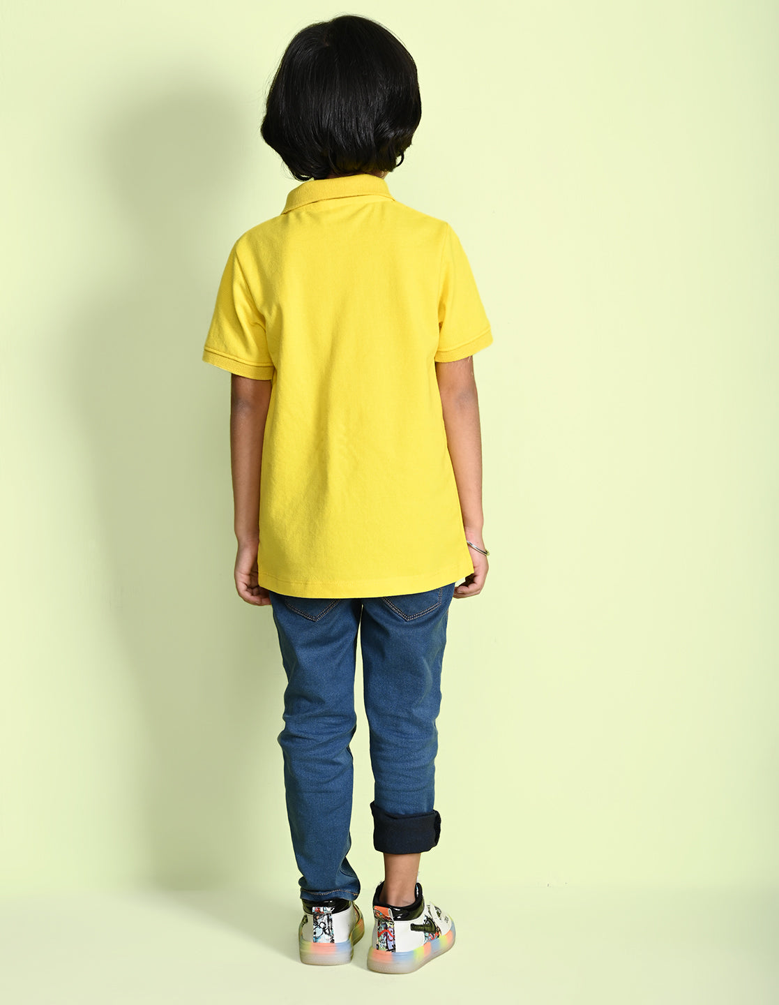 Nusyl Beach Printed Bright yellow Boys polo T-shirts
