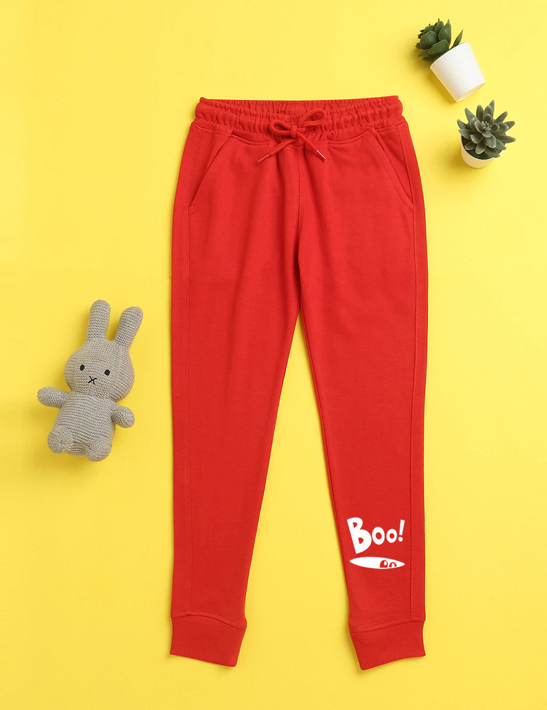 Nusyl Red text printed kids unisex treck pants