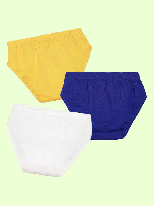 Nusyl Boys solid briefs combo-pack of 3 (Yellow,Royal Blue,White)