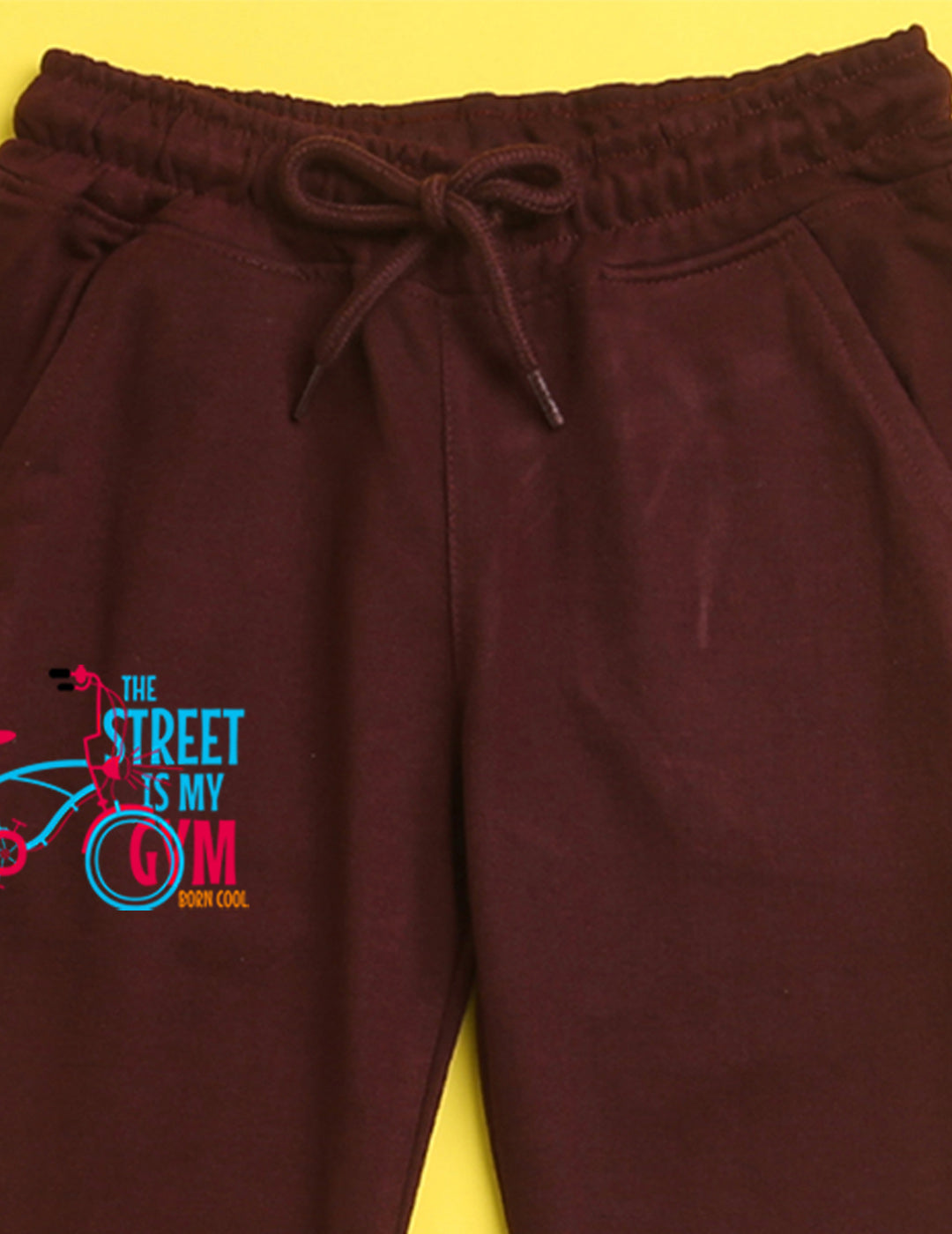 Nusyl Burgandy cartoon printed kids unisex treck pants