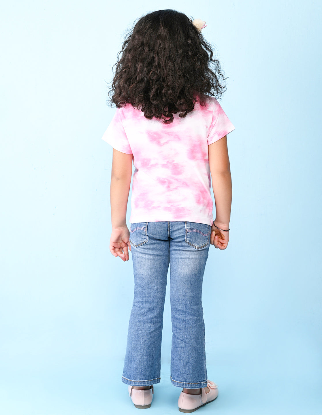 Nusyl girls pink baby pandas printed tie & dye tshirt.