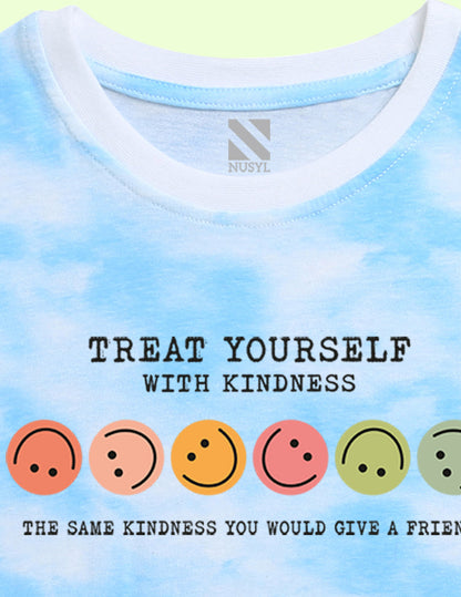 Nusyl girls blue smilies printed tie & dye tshirt.