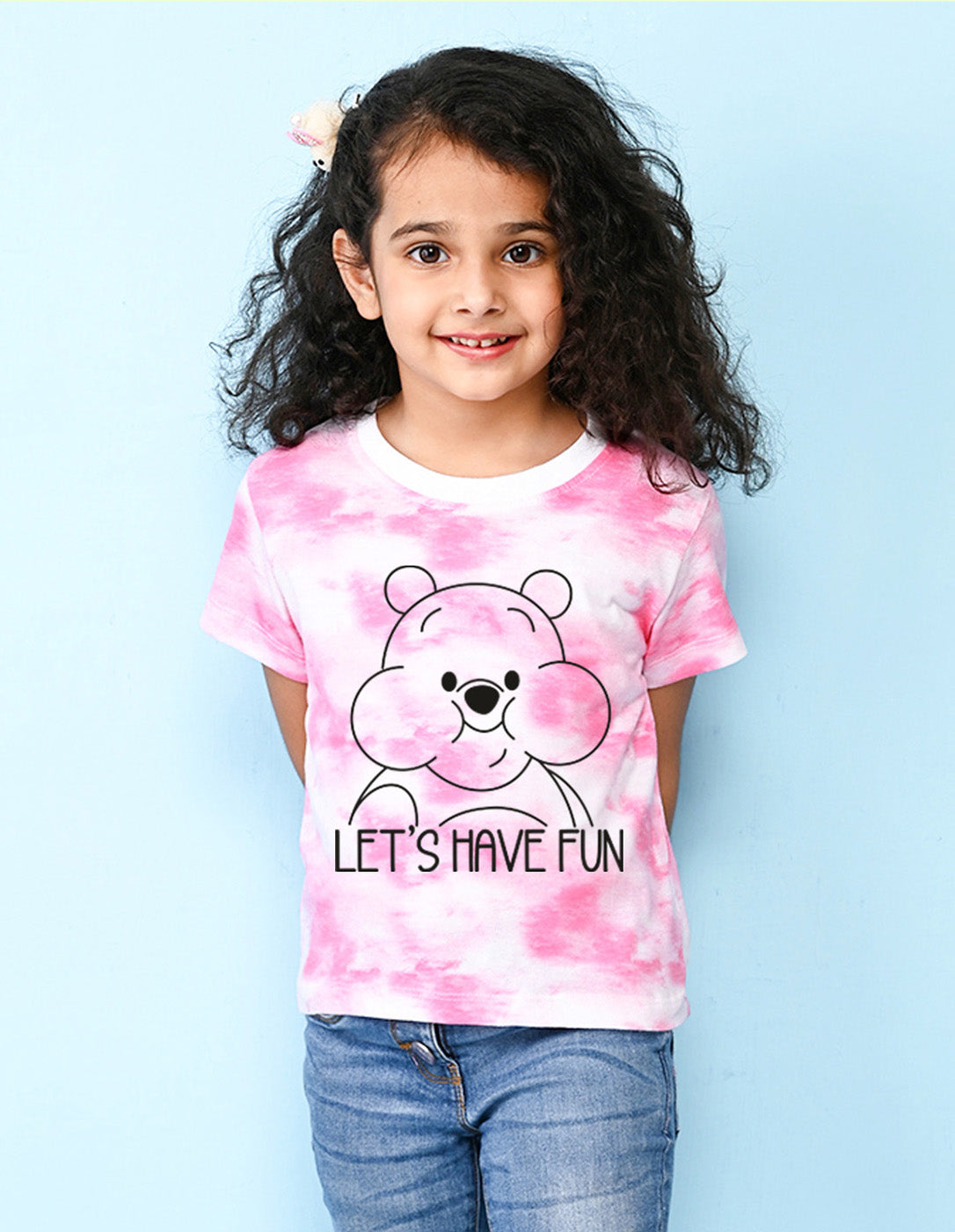 Nusyl girls pink have fun printed tie & dye tshirt.