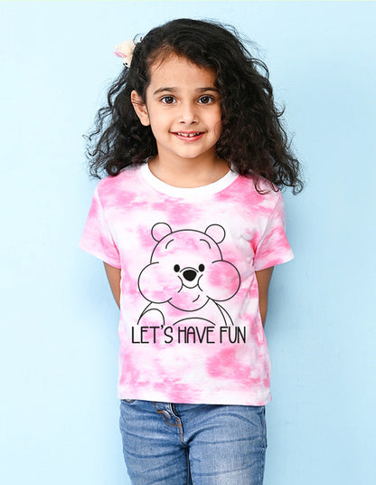 Nusyl girls pink have fun printed tie & dye tshirt.