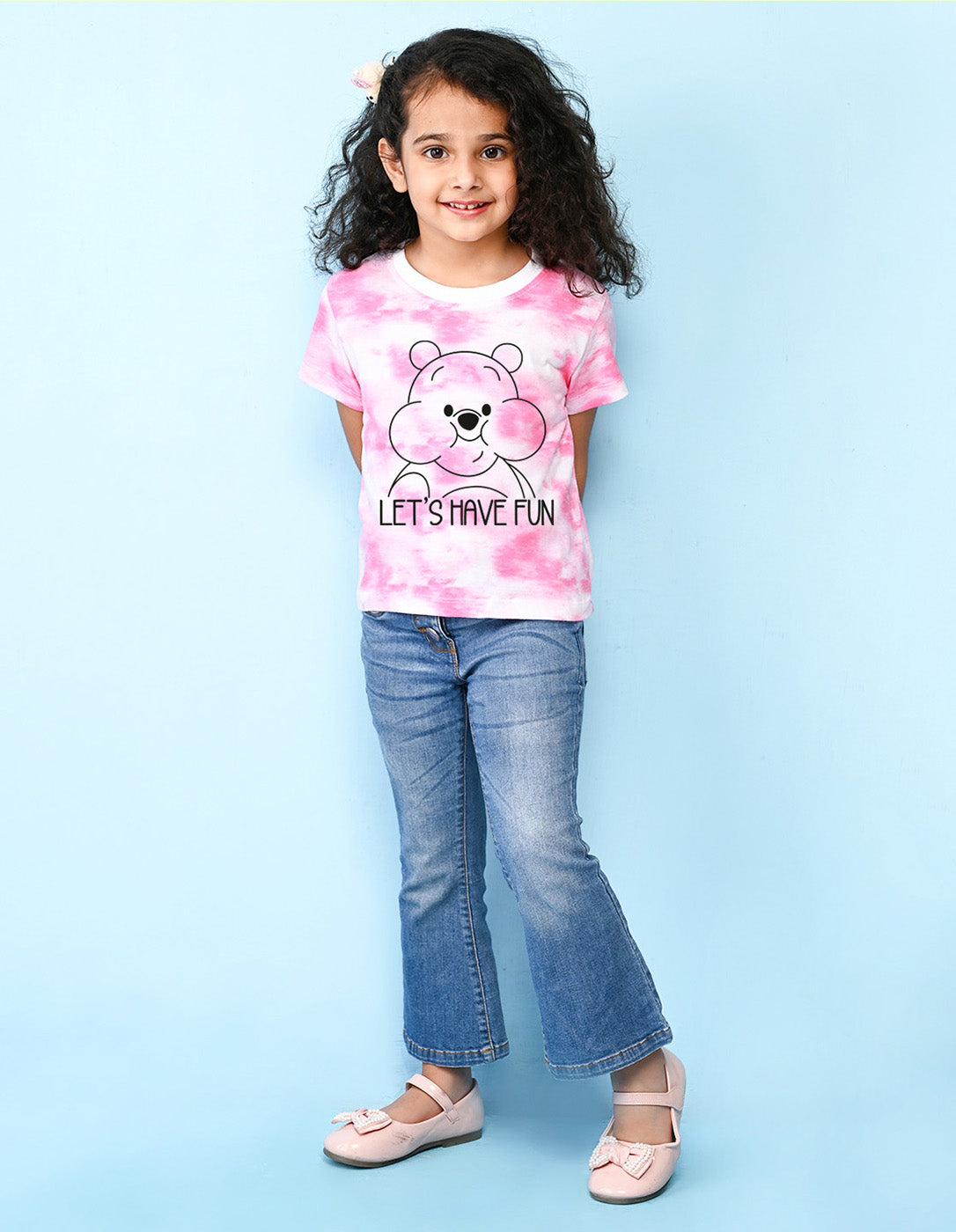 Nusyl girls pink have fun printed tie & dye tshirt.