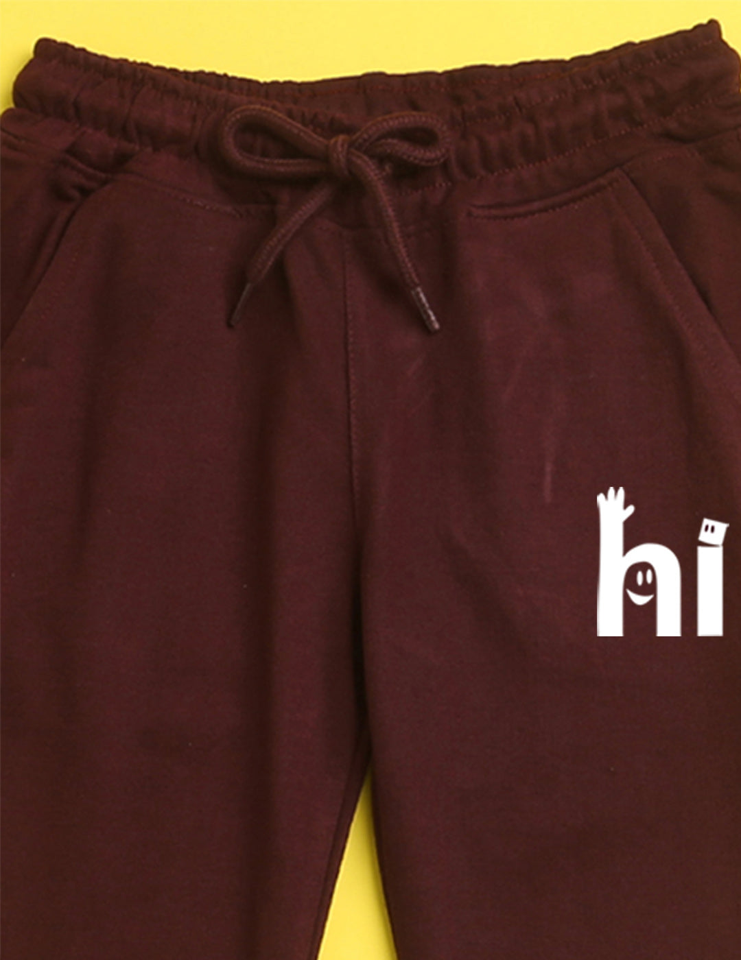 Nusyl Burgandy text printed kids unisex treck pants