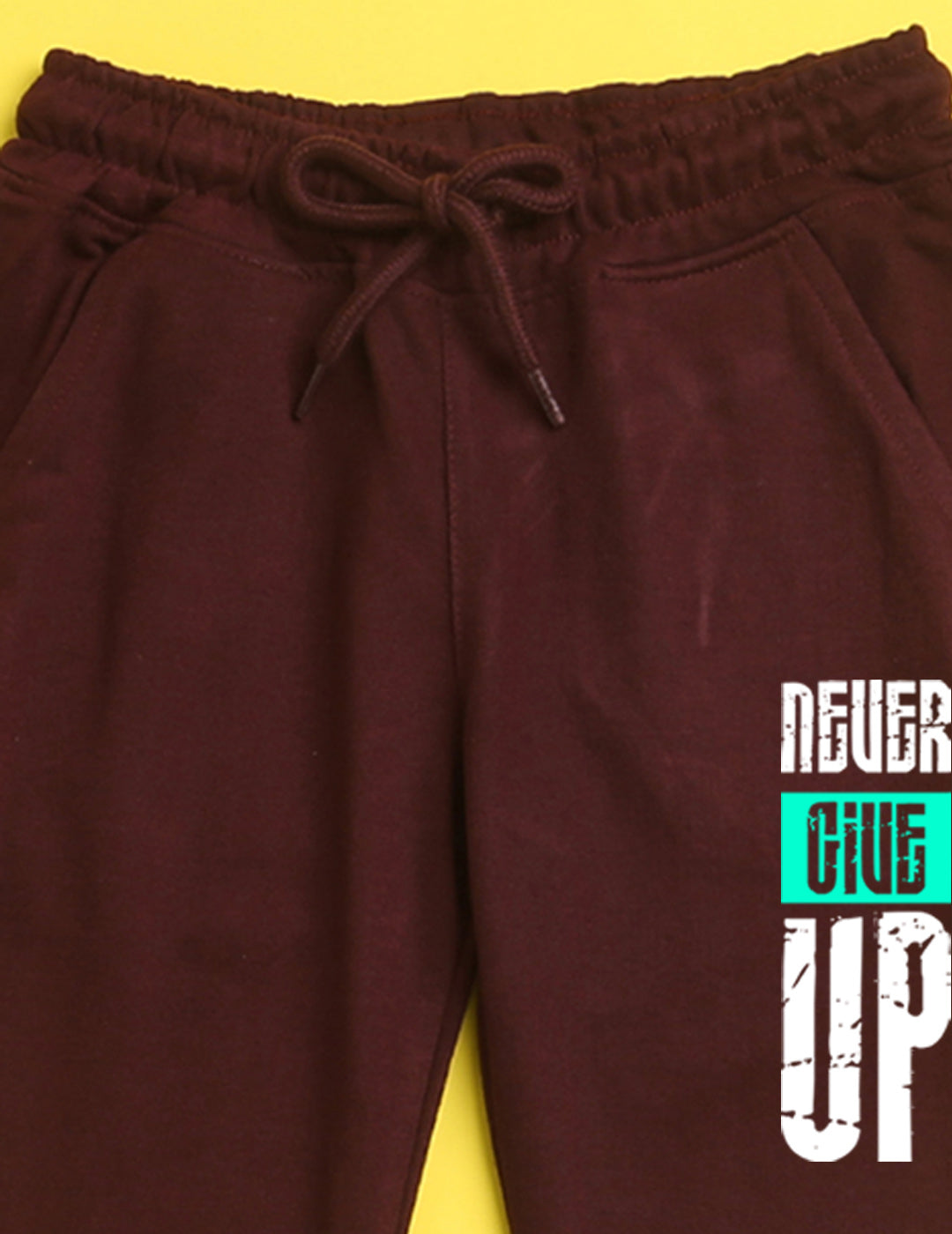 Nusyl Burgandy text printed kids unisex treck pants