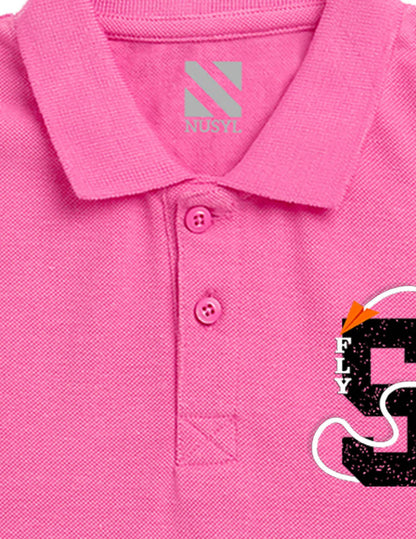 Nusyl Number 5 Printed Bubblegum pink Boys polo T-shirts