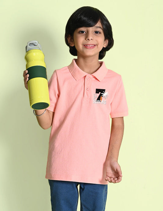 Nusyl Number 7 Printed Peach Boys polo T-shirts