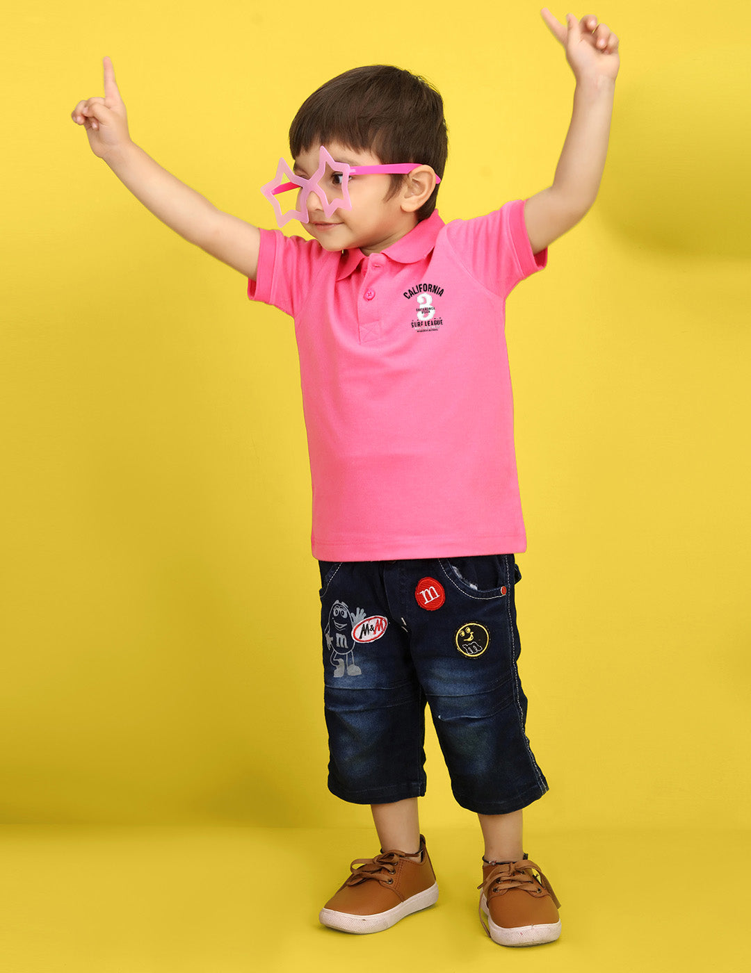 Nusyl Number Three Printed Bubblegum Pink Infants Polo T-shirt