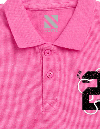 Nusyl Number 2 Printed Bubblegum pink Boys polo T-shirts