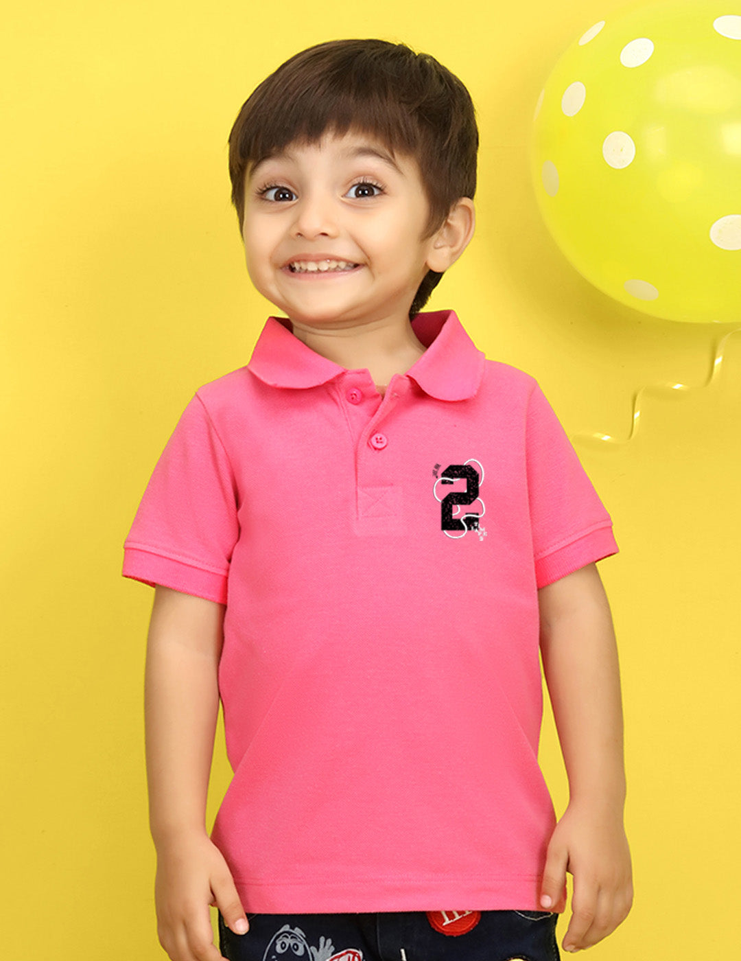 Nusyl Number Two Printed Bubblegum Pink Infants Polo T-shirt