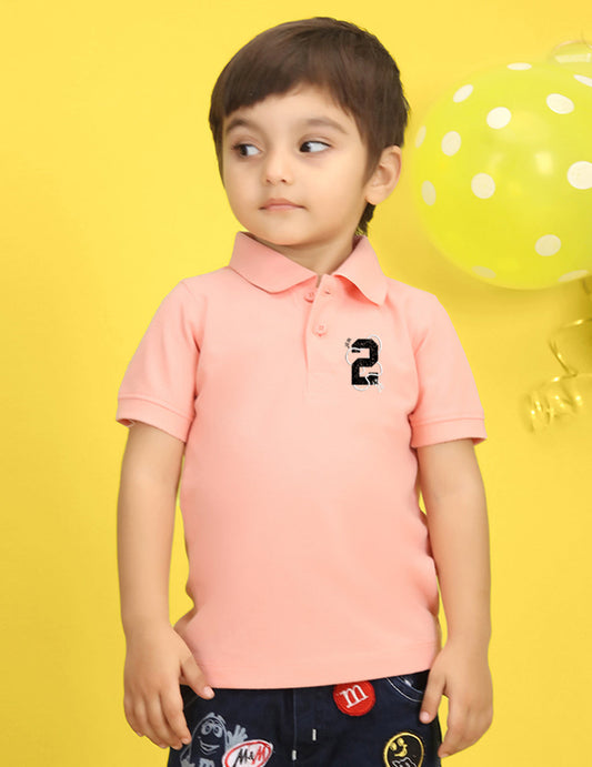 Nusyl Number Two Printed Peach Infants Polo T-shirt