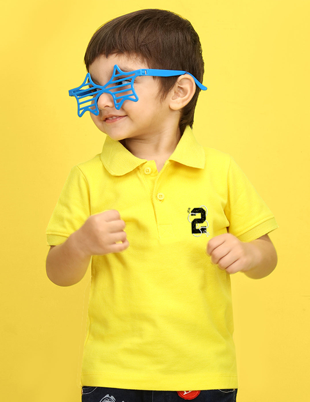 Nusyl Number Two Printed Bright Yellow Infants Polo T-shirt