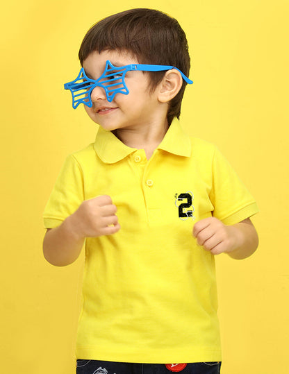 Nusyl Number Two Printed Bright Yellow Infants Polo T-shirt