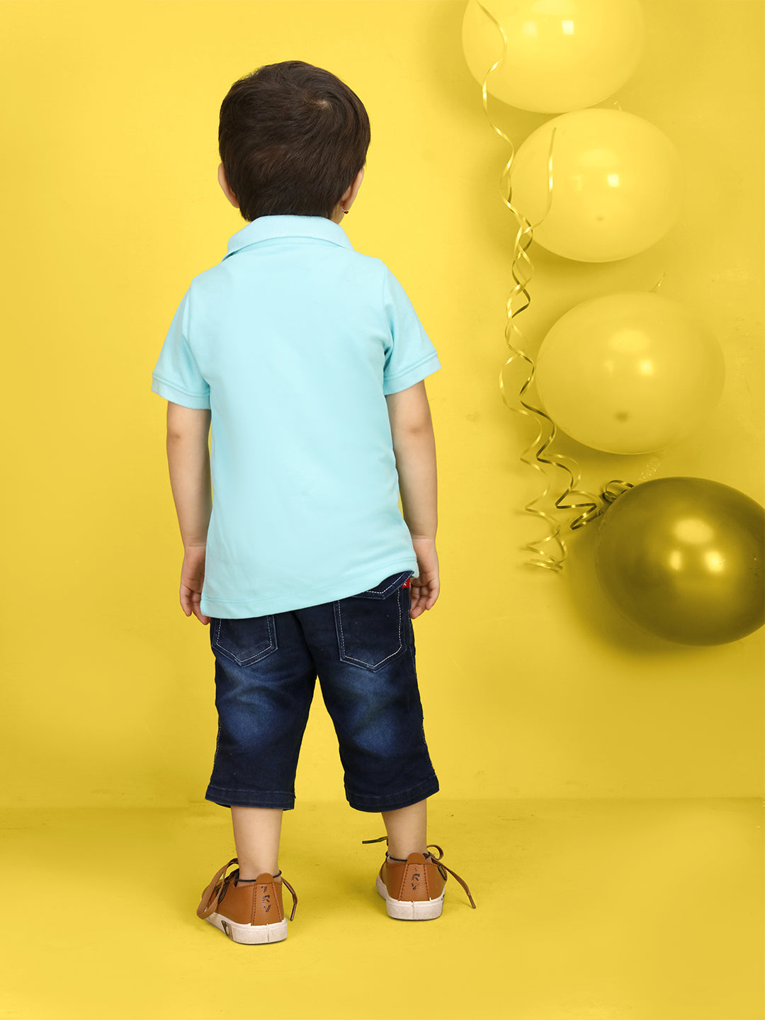 Nusyl Number Seven Printed Light Blue Infants Polo T-shirt