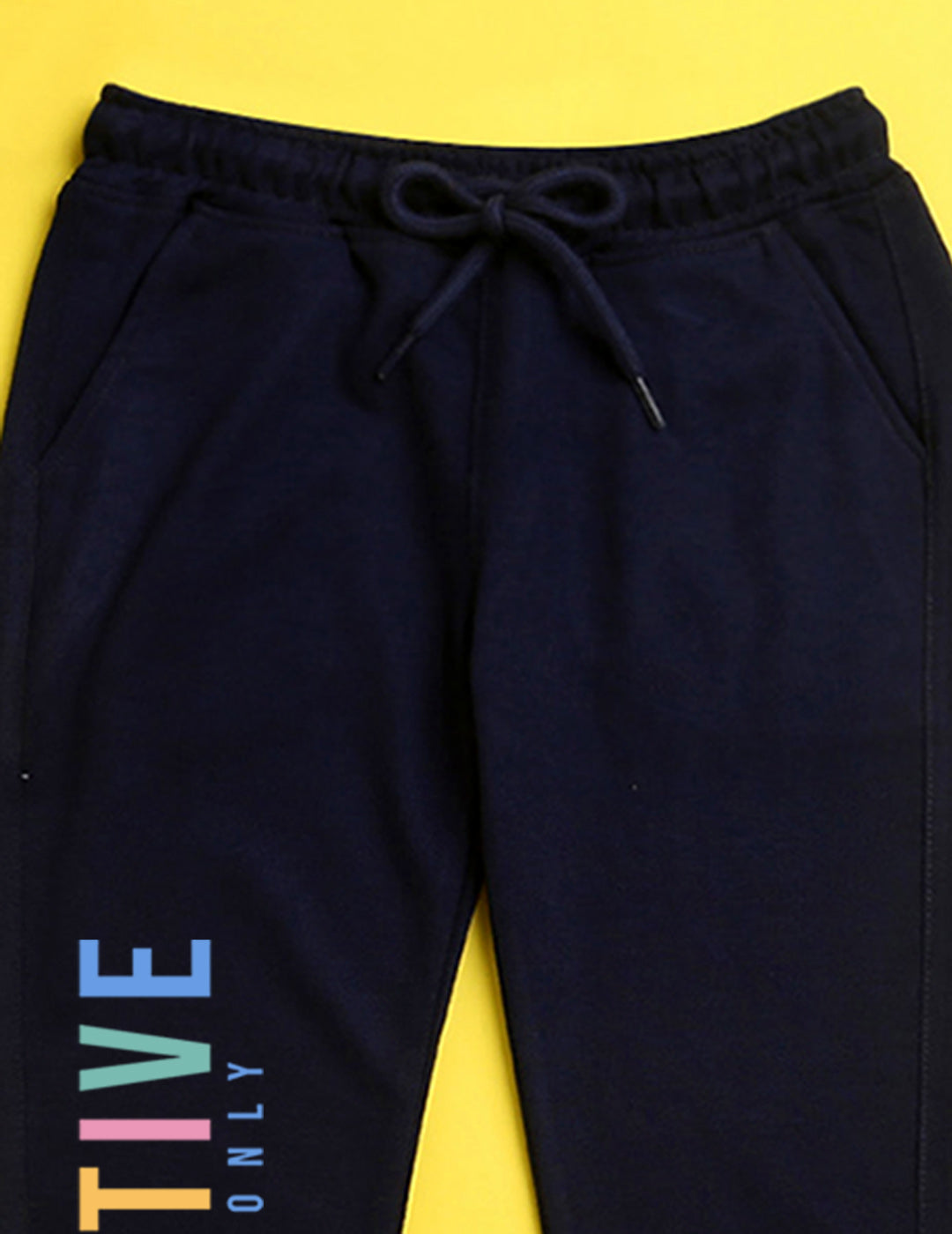 Nusyl Navy blue text printed kids unisex treck pants